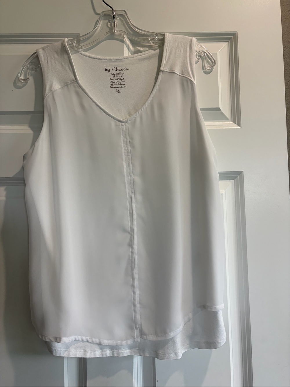 Chico's White Sleeveless V-Neck Layered Blouse